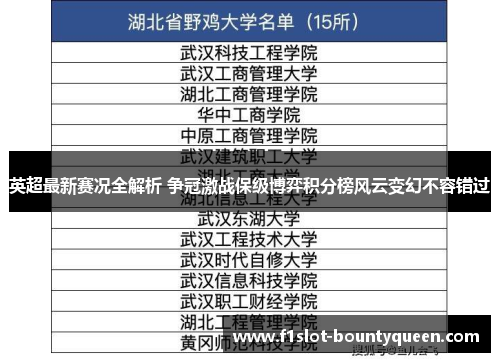 英超最新赛况全解析 争冠激战保级博弈积分榜风云变幻不容错过